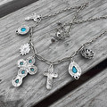 Faux Turquoise Cross Charm Necklace
