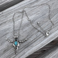 Faux Turquoise Steer Skull Necklace