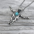 Faux Turquoise Steer Skull Necklace