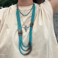 Faux Turquoise Steer Skull Necklace