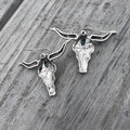 Faux Turquoise Steer Skull Earrings