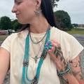 Faux Turquoise Steer Skull Earrings