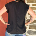 Andree Ladies Black Short Dolman Sleeve V Neck Blouse MHS70-B