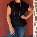 Andree Ladies Black Waffle Blouse MHS103-B