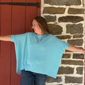 Andree Ladies Aqua Oversized Crochet Knit Poncho Top MHS96-A