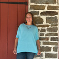 Andree Ladies Aqua Oversized Crochet Knit Poncho Top MHS96-A