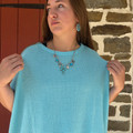 Andree Ladies Aqua Oversized Crochet Knit Poncho Top MHS96-A