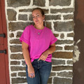 Andree Ladies Hot Magenta Textured Dolman Sleeve Top MHS78-HM