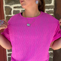 Andree Ladies Hot Magenta Textured Dolman Sleeve Top MHS78-HM