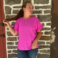 Andree Ladies Hot Magenta Textured Dolman Sleeve Top MHS78-HM