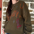 Rock & Roll Ladies Olive Western Howdy Sweatshirt