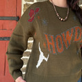 Rock & Roll Ladies Olive Western Howdy Sweatshirt
