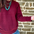 Panhandle Ladies Wine Boot Stitch Sweatshirt