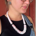 22" Graduated Pink Conch Heishi Necklace WHC-1