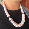 22" Graduated Pink Conch Heishi Necklace WHC-1