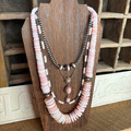 22" Graduated Pink Conch Heishi Necklace WHC-1