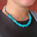 18" Kingman Turquoise, Navajo Pearl & White Shell Heishi Necklace WHC-3