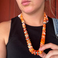 26" Graduated Orange Spiny Oyster Necklace WHC-4