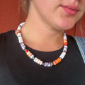 18" Orange & Purple Spiny Oyster & Pink Conch Necklace WHC-5