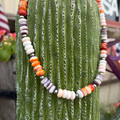 18" Orange & Purple Spiny Oyster & Pink Conch Necklace WHC-5