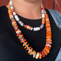 18" Orange & Purple Spiny Oyster & Pink Conch Necklace WHC-5