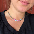 16" Cotton Candy & Sterling Silver Pearls Necklace 122Z-16