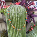 16" Orange Spiny Oyster & Turquoise Chips Sterling Silver Pearl Necklace 139Z-16
