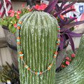 20" Orange Spiny Oyster & Turquoise Chips Sterling Silver Pearl Necklace 139Z-20