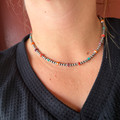 16" Mixed Spiny Oyster & Turquoise Heishi Sterling Silver Pearl Necklace 123Z-16