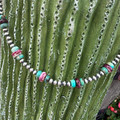 16" Purple Spiny Oyster & Turquoise Sterling Silver Pearl Necklace 109Z-16