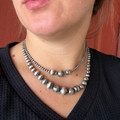 16" 4mm & 10mm Sterling Silver Pearl Necklace 76Z-16