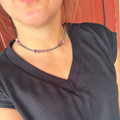 16" Purple Spiny & Sterling Silver Pearl Necklace 43Z-16