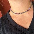 16" Purple Spiny & Sterling Silver Pearl Necklace 43Z-16