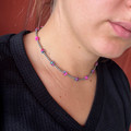 16" Pink Dahlia & 3mm Sterling Silver Pearl Necklace 129Z-16