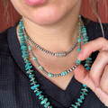 20" Turquoise Double Disks & 4mm Sterling Silver Pearl Necklace 86Z-20