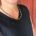 20" Turquoise Double Disks & 4mm Sterling Silver Pearl Necklace 86Z-20