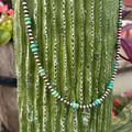 20" Turquoise Double Disks & 4mm Sterling Silver Pearl Necklace 86Z-20