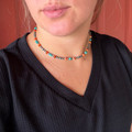 16" Spiny, Turquoise & Sterling Silver Pearl Necklace 10Z-16