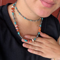 20" Spiny, Turquoise & Sterling Silver Pearl Necklace 18Z-20
