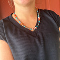 20" Spiny, Turquoise & Sterling Silver Pearl Necklace 18Z-20