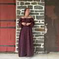 Rock & Roll Ladies Wine Zia Sun Embroidered Long Sleeve Dress
