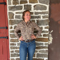 Rock & Roll Ladies Tek Western Cheetah Print Long Sleeve Snap Shirt