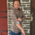 Rock & Roll Ladies Tek Western Cheetah Print Long Sleeve Snap Shirt