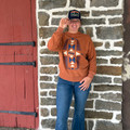 Panhandle Ladies Brass Aztec Crew Neck Lightweight Sweatshirt