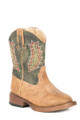 Roper Toddler Arrowheads Green & Tan Square Toe Boot 09-017-1900-0077 TA