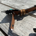 Hooey Women's Aponi Tan & Black Belt with Turquoise Buckle HWBLT024