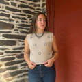 Panhandle Ladies Horseshoe Embroidered Natural Sweater Vest LW38T09692