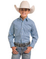 Panhandle Boy's Light Turquoise Geo Long Sleeve Snap Shirt RBN2S09526