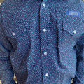 Panhandle Boy's Blue Square Geo Long Sleeve Snap Shirt RBN2S09528