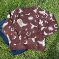 Rock & Roll Girl's Chocolate Brown Western Print Sweater BG32T09414
